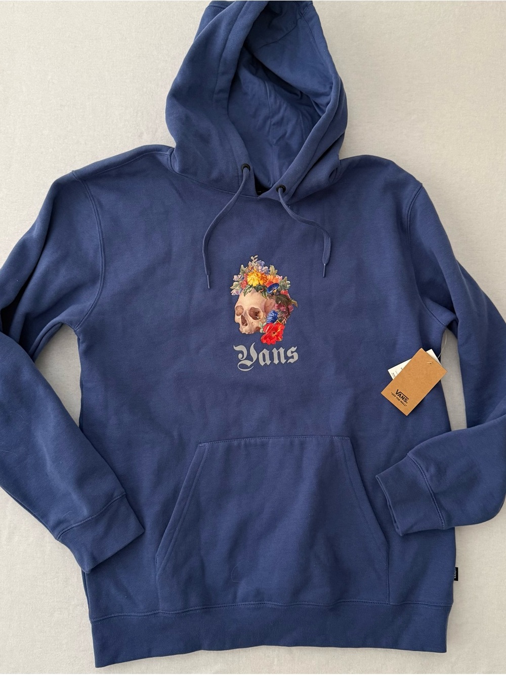 Vans Hoodie Womens Blue Floral Skull Sz Large New NWT